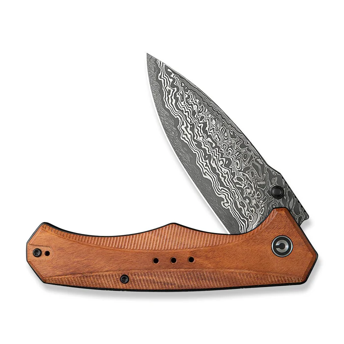 Civivi Photonix Flipper & Thumb Stud Knife Guibourtia Wood Handle (3.7" Damascus Blade) C23081b-ds1