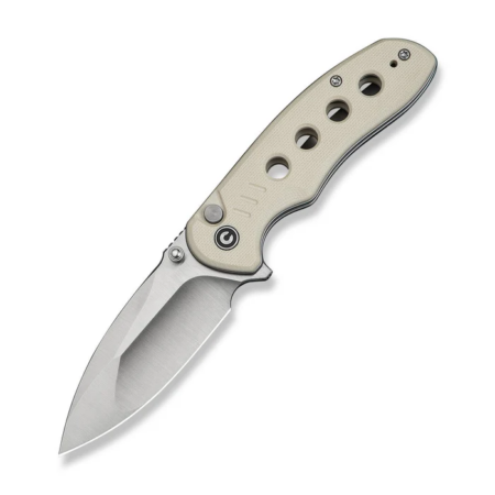 Civivi Triptych Flipper & Thumb Stud & Button Lock Knife Ivory G10 Handle (2.97" Satin Finished 14c28n Blade)