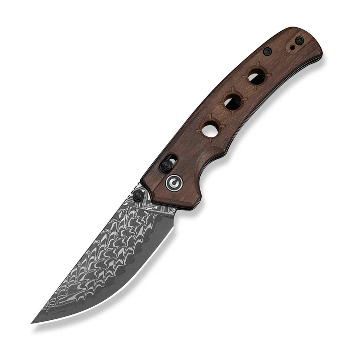 Noctis Thumb Stud & Crossbar Lock Knife Guibourtia Wood Handle (2.98" Damascus Blade)