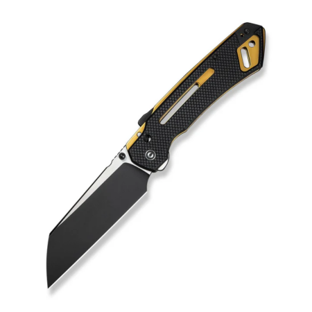 Civivi Buster Fg Thumb Stud & Superlock Knife Black Coarse G10 Handle (4.2" Black Stonewashed Nitro-v Blade, Satin Flat)