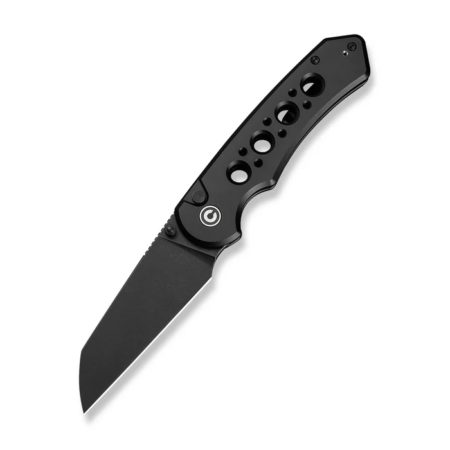 Civivi Pragma Prime Thumb Stud & Button Lock Knife Black Aluminum Handle (3.49" Black Stonewashed 14c28n Blade)