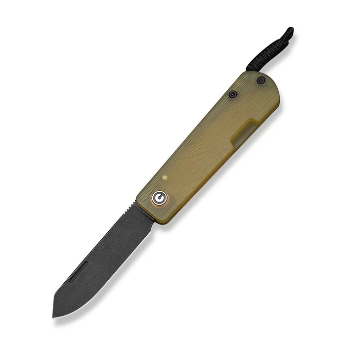Slippy Sendy Slip Joint Knife Milled Bead Blasted Yellow Ultem Handle (2.81" Black Stonewashed Nitro-v Blade) C24075a-1
