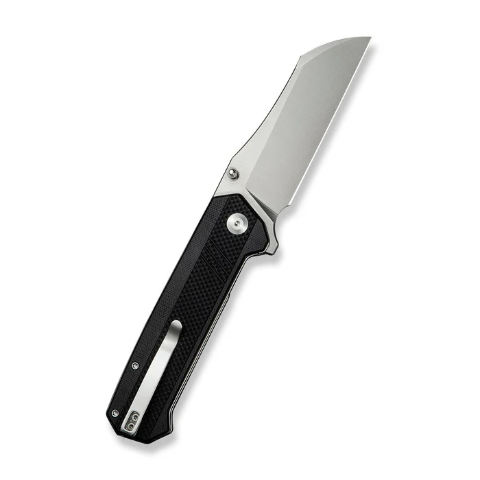 Draxor Flipper-thumb Stud Folding Knife 3.70" Satin 9cr18mov Sheepsfoot Plain Edge Blade, Black G10 Handle
