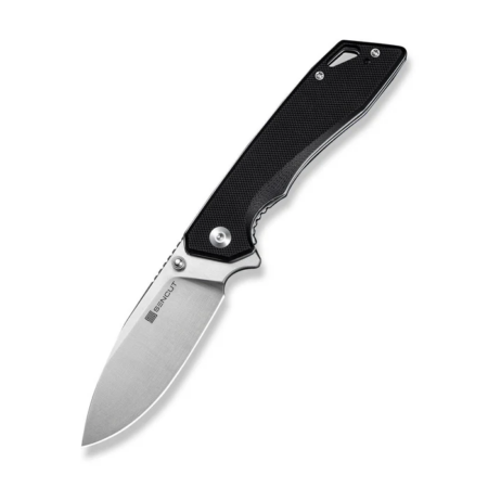 Sencut Stratex Flipper & Thumb Stud Knife Black G10 Handle (3.17" Satin Finished 9cr18mov Blade)