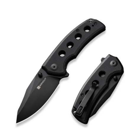 Excalis Flipper-thumb Stud Folding Knife 2.97" Black 9cr18mov Reverse Tanto Plain Edge Blade, Black G10 Handle