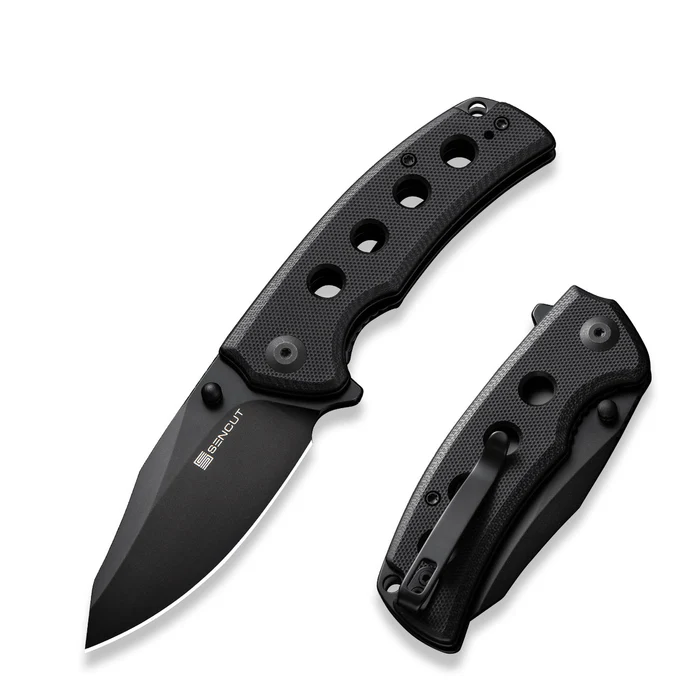 Excalis Flipper-thumb Stud Folding Knife 2.97" Black 9cr18mov Reverse Tanto Plain Edge Blade, Black G10 Handle