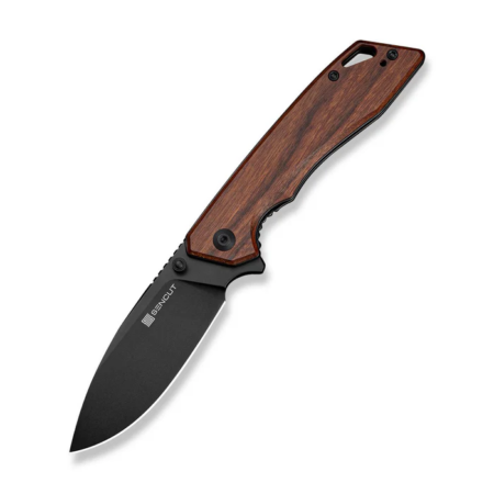 Stratex Flipper & Thumb Stud Knife Guibourtia Wood Handle (3.17" Black 9cr18mov Blade)